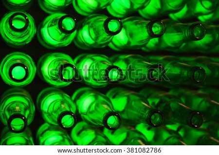 bottles as background green beer texture