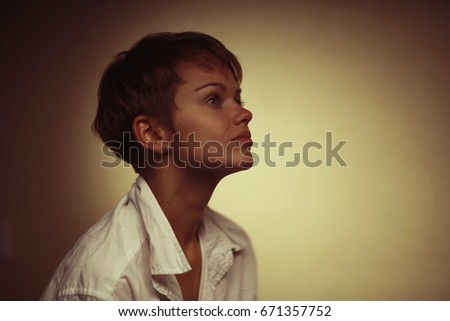 Teenage Boy Tied Blindfold Sitting Attic Stock Photo ...