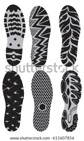 Footprint Sport Shoes Vector Set Stock Stock Vector 624249974 ...