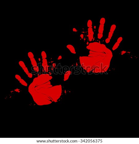 Two Hands Print Blood Vector Stock Vector 342056375 - Shutterstock