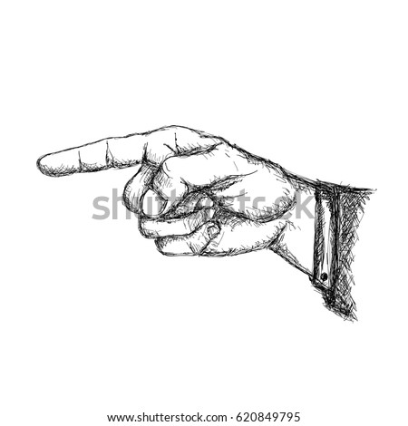 Hand Drawn Pointing Finger Illustration Stock Illustration 620849795