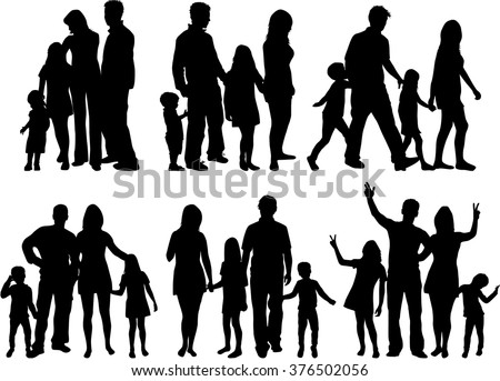 Vector silhouette of family.