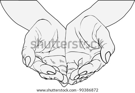 wrinkled hands - stock vector