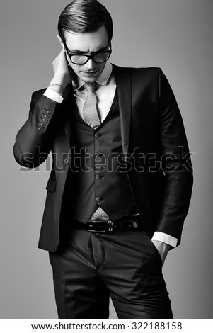 Young Elegant Handsome Businessman Male Model Stock Photo 