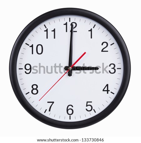 Round Office Clock Shows Five Minutes Stock Photo 132927782 - Shutterstock