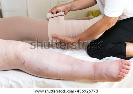 Bandages Legs Manual Lymphatic Drainage Massage Stock Photo 436926778