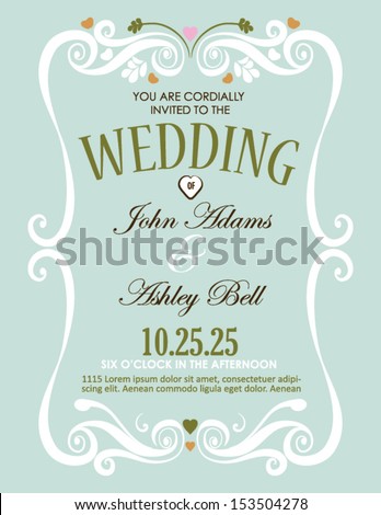 stock vector wedding invitation card design in vector with border 153504278