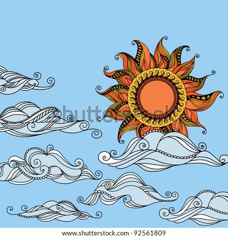 Vector Illustration Smiling Sun Stock Vector 99181916 - Shutterstock