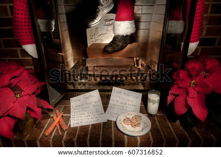 Santa Claus come down the chimney