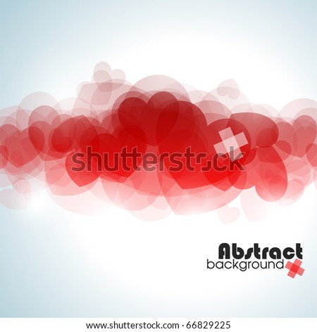 Abstract red hearts. Vector illustration.