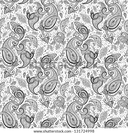 Seamless Paisley Background Hand Drawn Vector Stock Vector 131724998 ...