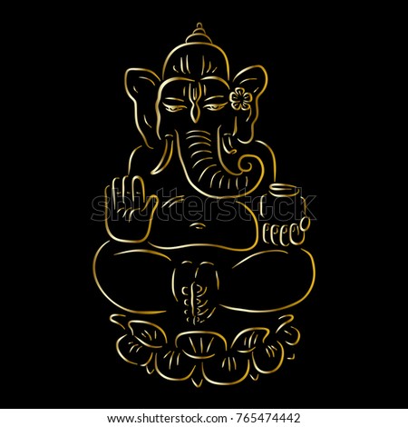 Hindu Elephant Lord Ganesha Vector Hand Stock Vector 670278355 ...