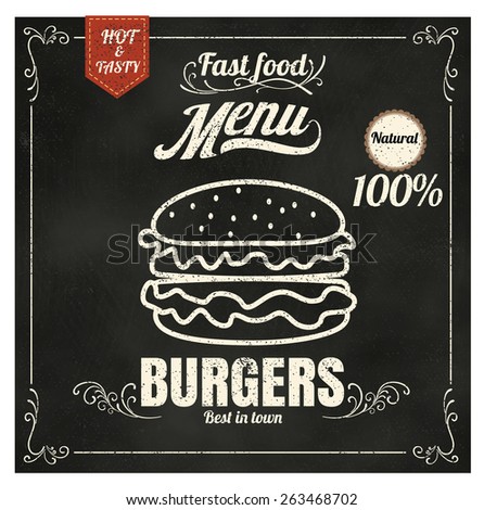 Burger Menu Chalkboard Design Vintage Style Stock Vector 675548113 ...