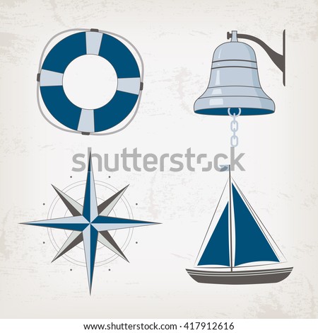 Nautical Design Elements Anchor Starfish Wheel Stock ...