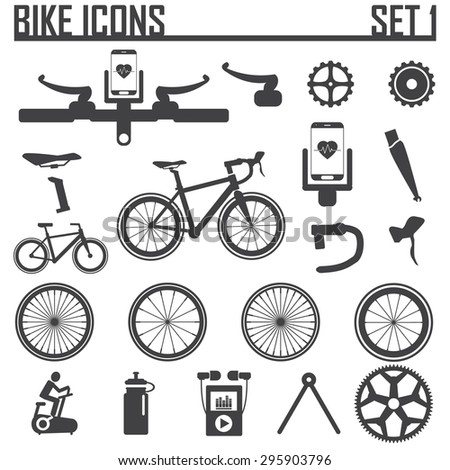 Bicycle Equipment Parts Set Vector Black Vectores En Stock 493568740