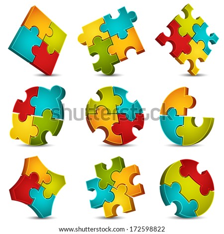 stock vector vector illustration of colorful puzzle icons 172598822