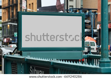 Subway entrance billboard. Clipping path included