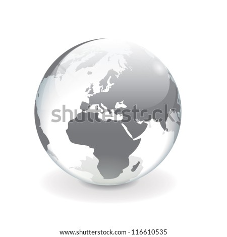 White Gray Transparent Vector Globe Europe Stock Vector 116610535