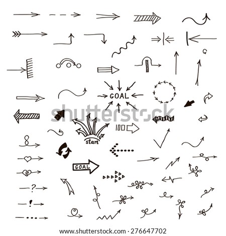 Hand Drawn Vector Arrows Set Stock Vector 537109960 - Shutterstock