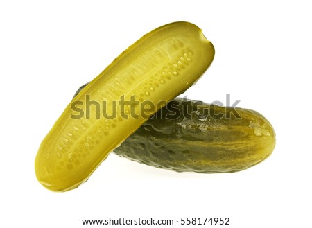 Marinated pickled cucumber isolated on white background