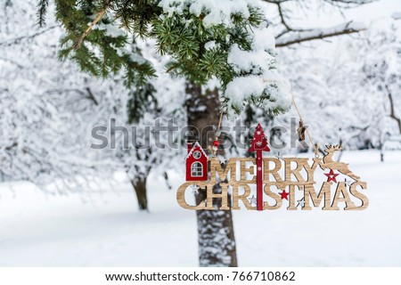 Merry Christmas Wooden Sign Hanging On Stock Photo 766710862 - Shutterstock