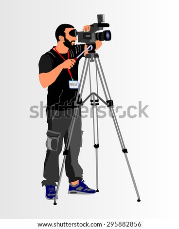 Video Camera Operator Working His Professional Stock Vector 411225262 ...