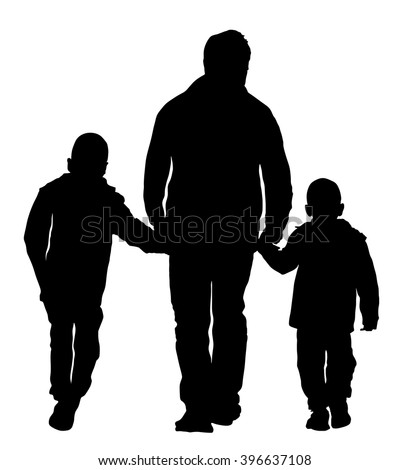 Father Kids Vector Silhouette Illustration Isolated Stock ...