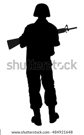 Army Soldiers Rifle Vector Silhouette Isolated Stock Vector 484921648 ...