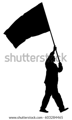 Man Walking Flag Vector Silhouette Illustration Stock Vector 603284465 ...