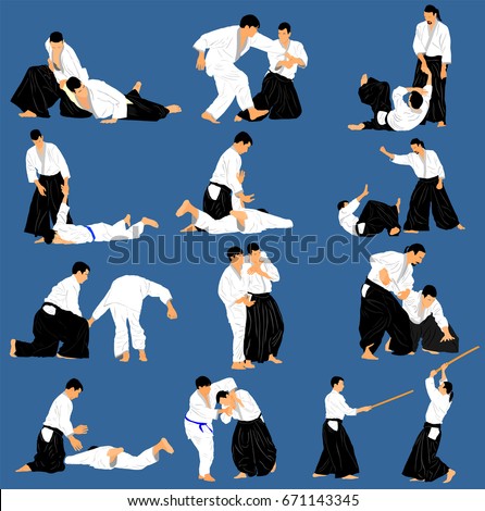 Fight Between Two Aikido Fighters Vector Stock Vector (Royalty Free ...