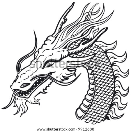 Stock Images similar to ID 55077418 - dangerous dragon head outline.