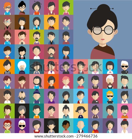 Collection Avatars24 65 Man Woman Characters Stock Vector 224493661 ...