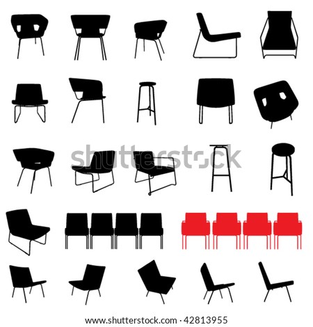 Modern Furniture Silhouette Set Stock Vector 42813958 - Shutterstock