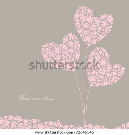 greeting card, Valentine's Day, International Women's Day, a bouquet of flowers in the form of hearts in the background