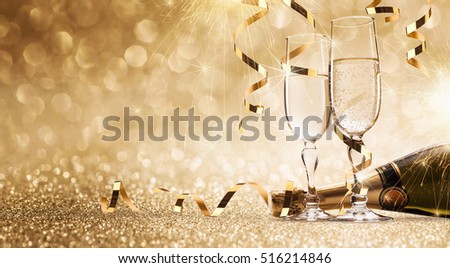 New years eve celebration background with champagne