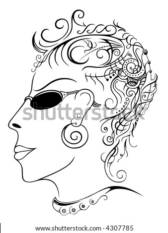 Beautiful Woman Silhouette Tattoo Abstract Girl Stock Vector 137600981 ...