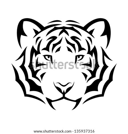 Line Illustration Tiger Head Suitable Tattoo Stock Vector 119163811 ...