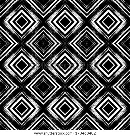 Vintage checked seamless pattern with brushed lines in black and white ...