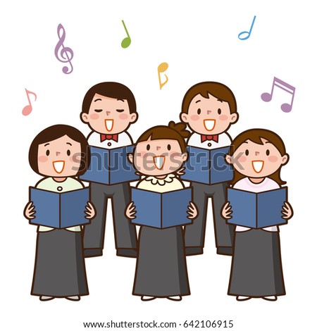 Vector Illustration Choir Girls Boys Singing Stock Vector 642106915 ...