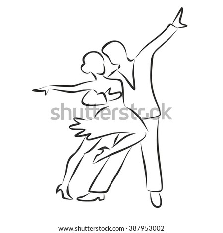 Silhouette Dancing Couple Isolated On White Stock Vector 387953002 ...