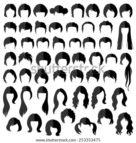 Woman Man Hair Vector Hairstyle Silhouette Stock Vector Woman Man Hair Vector Hairstyle Silhouette Stock Vector