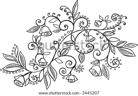 Flowers Vines Vector Illustration Stock Vector (Royalty Free) 3445207