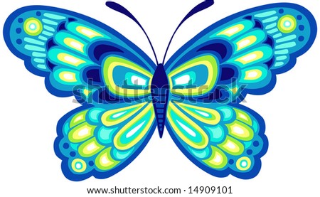 Blue Butterfly Vector Illustration Stock Vector (Royalty Free) 14909101