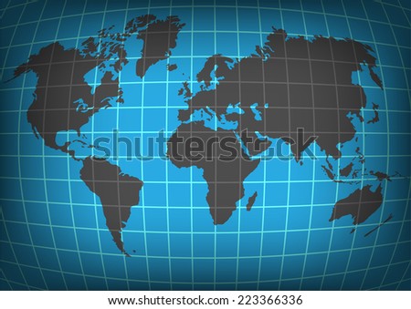 World Map Coordinate Grid Meridian Parallel Stock Vector 676108726 ...