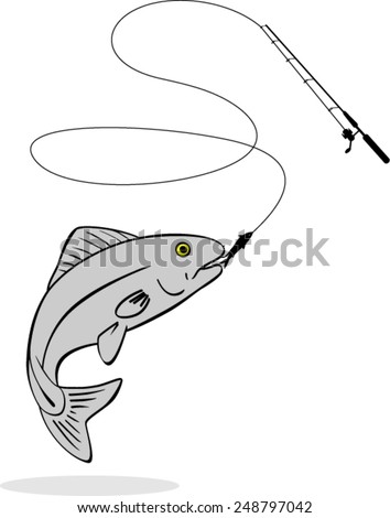 Clip Art Black Fishing On White Stock Vector 386156278 - Shutterstock