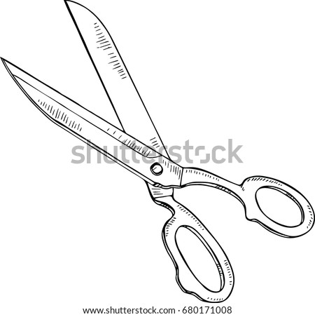 Cutting Scissor Doodle Style Vector Illustration Stock Vector 680171008