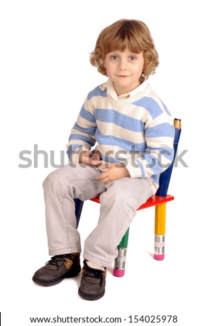 Little Boy Sitting Chair Stock Photo 154025978 - Shutterstock