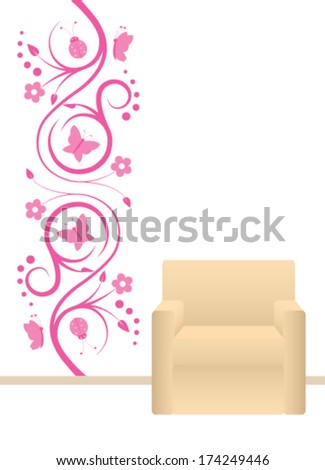 Pink wall sticker for decoration