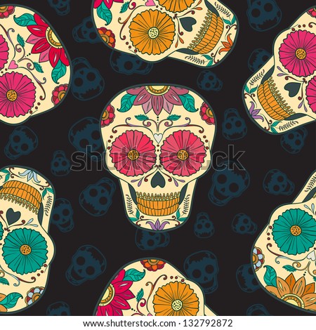 Vector Colorful Sugar Skull Day Dead Stock Vector 139937344 - Shutterstock