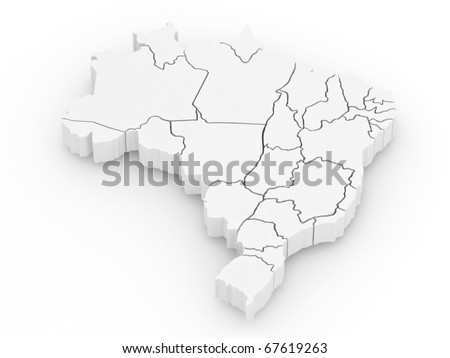 3 Dimensional Map Of The United States Three-dimensional map of Brazil on white isolated background. 3d